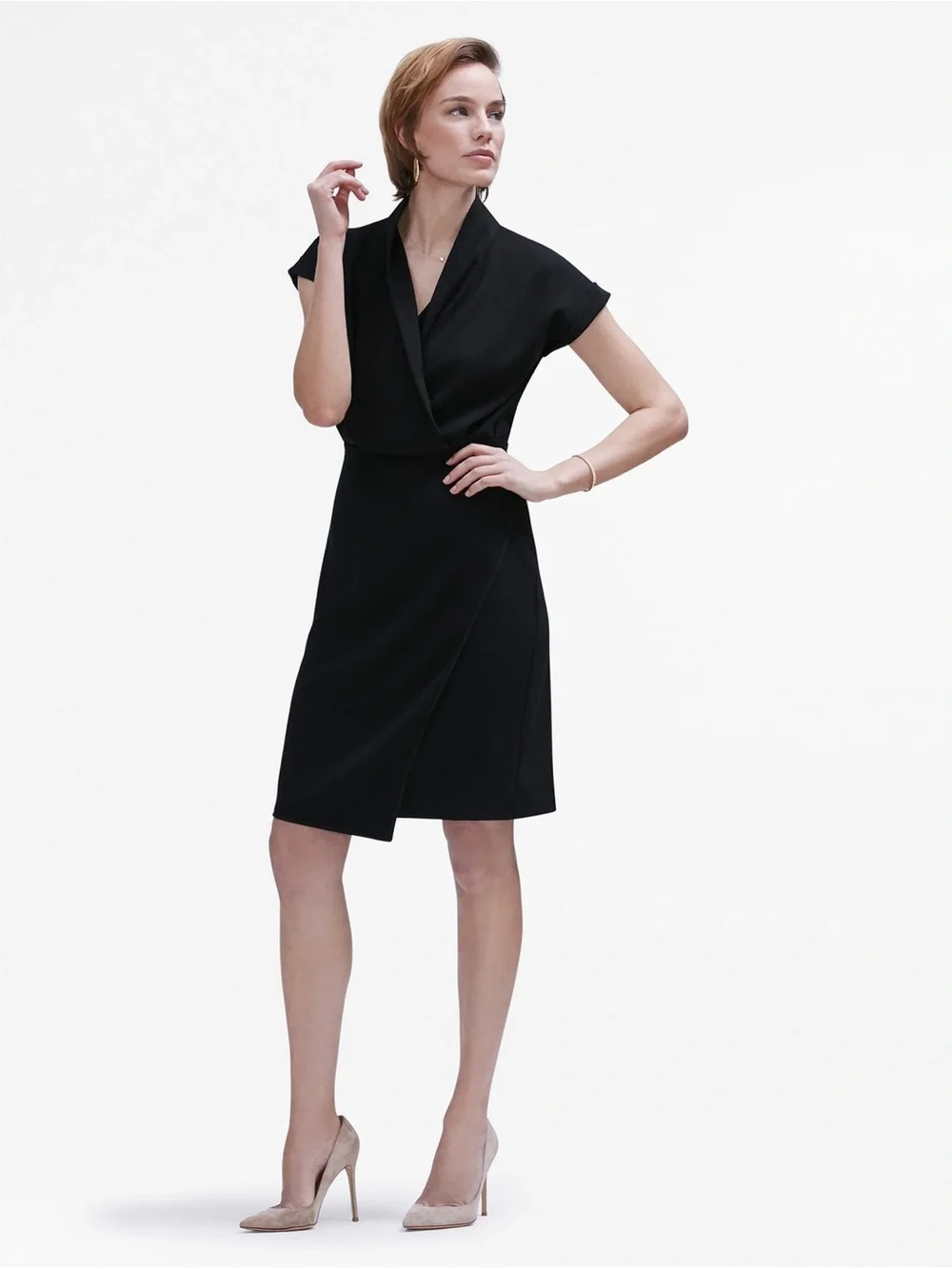 MM Lafleur The Tory Dress‎ Black Faux Wrap Dress Size 14